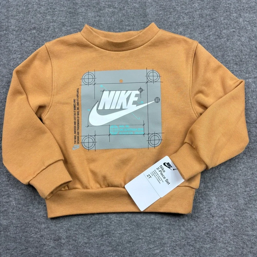 NWT Nike Toddler 2T‎ Matching Sweatshirt Jogger Set Dark Mustard Logo Play *READ - Picture 3 of 12